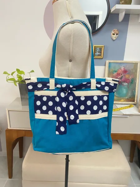 Bolsa grande em juta e viscose forrada