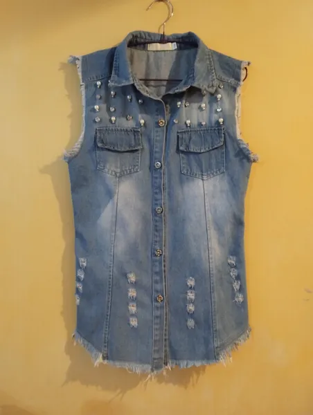 Colete alongado jeans