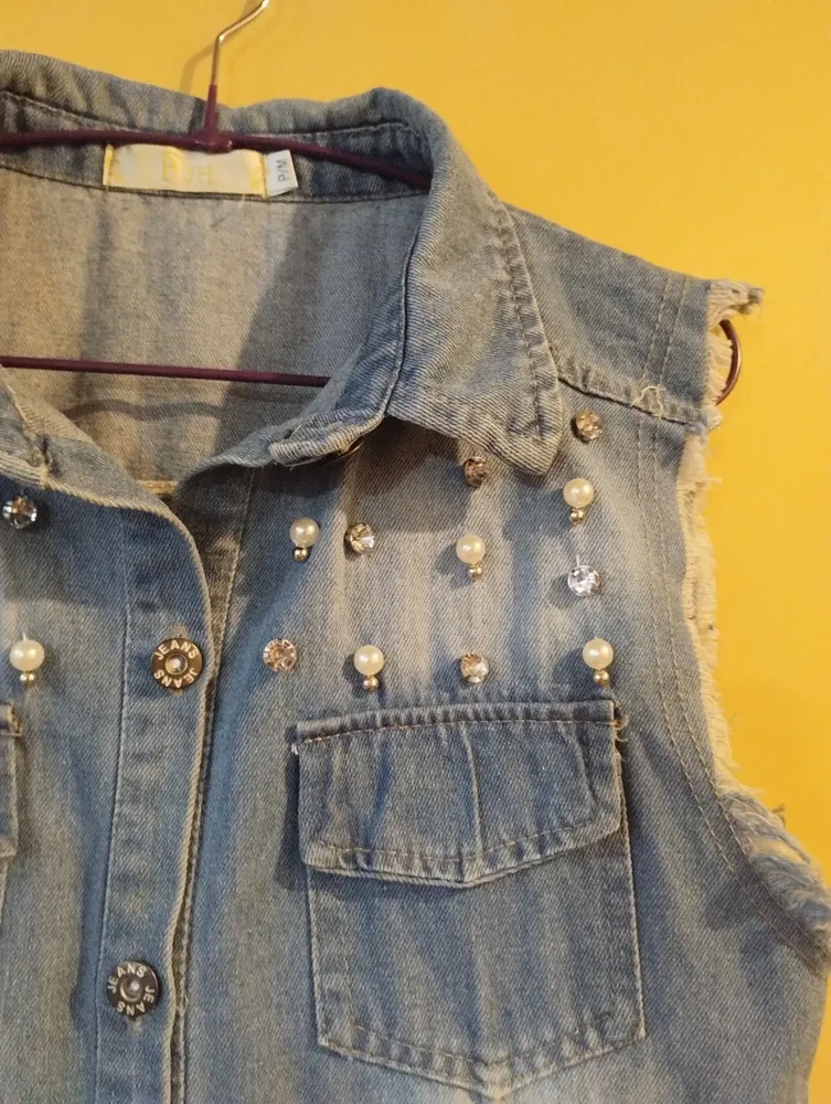 Colete alongado jeans