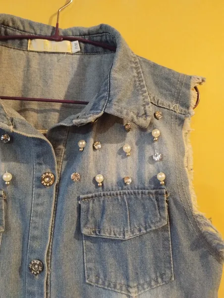 Colete alongado jeans