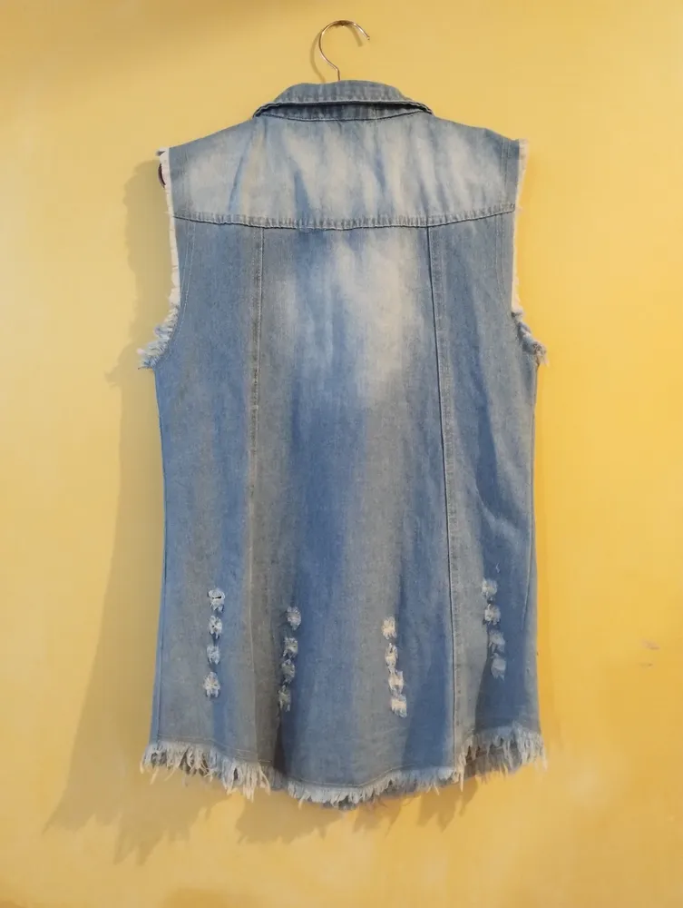 Colete alongado jeans
