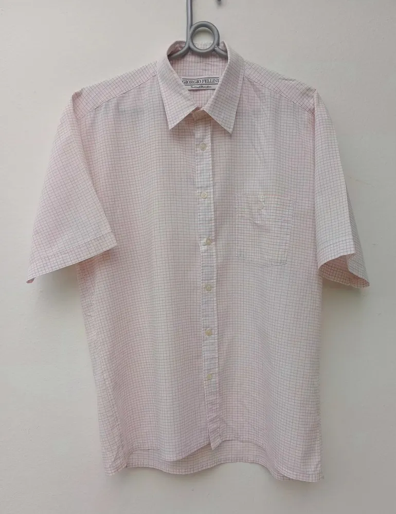 Camisa Georgio Fellini quadriculada manga curta