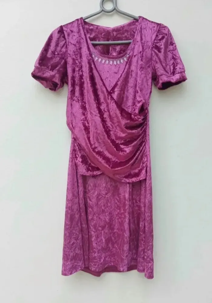 Vestido vintage veludo molhado pink y2k