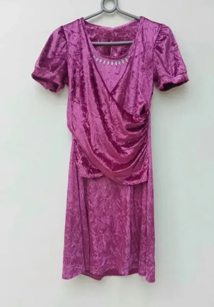 Vestido vintage veludo molhado pink y2k