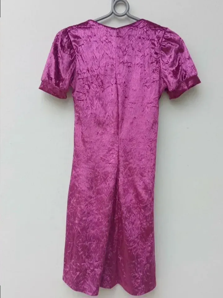Vestido vintage veludo molhado pink y2k