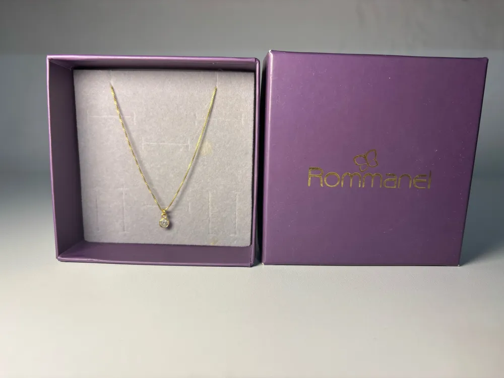 Colar Rommanel Folheado a Ouro com Pingente de Zirconia