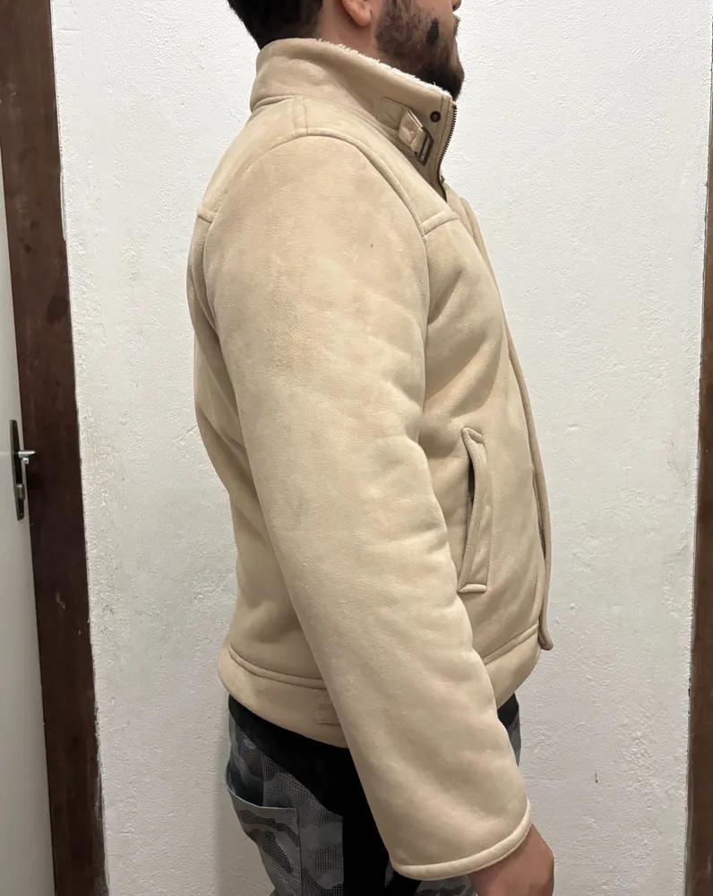 Casaco Masculino Suede Com forro Sherpa