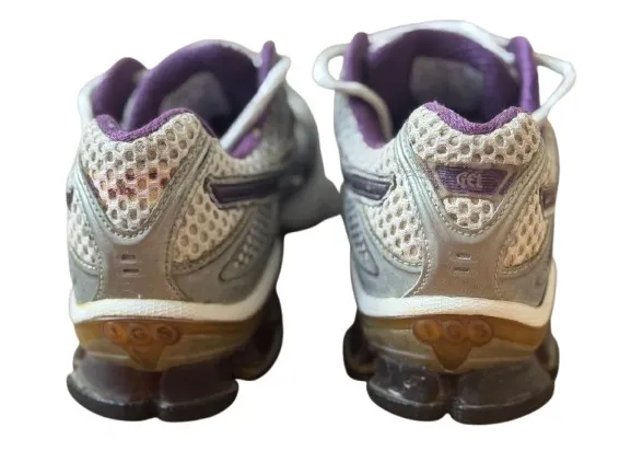 Tênis Asics Branco Cinza e Roxo  Vintage Y2K