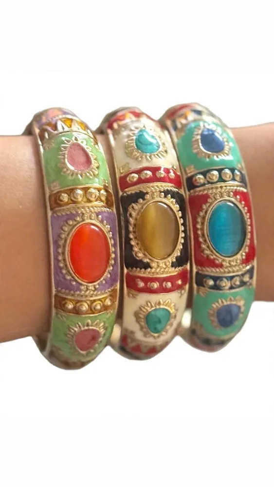 Conjunto 3 pulseiras boho artesanais coloridas