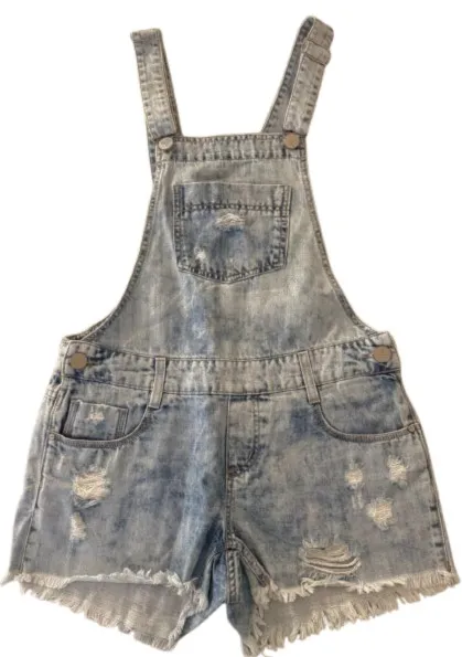 Jardineira jeans destroyed