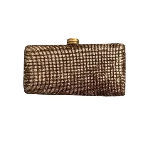Bolsa clutch vintage metalizada bronze/dourada