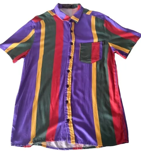 Blusa Baw clothing Listrada Colorida com Botões Pretos