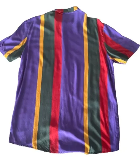 Blusa Baw clothing Listrada Colorida com Botões Pretos