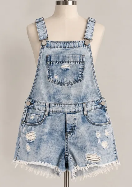 Jardineira jeans destroyed