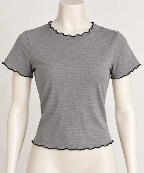 Blusa canelada cinza gola alta