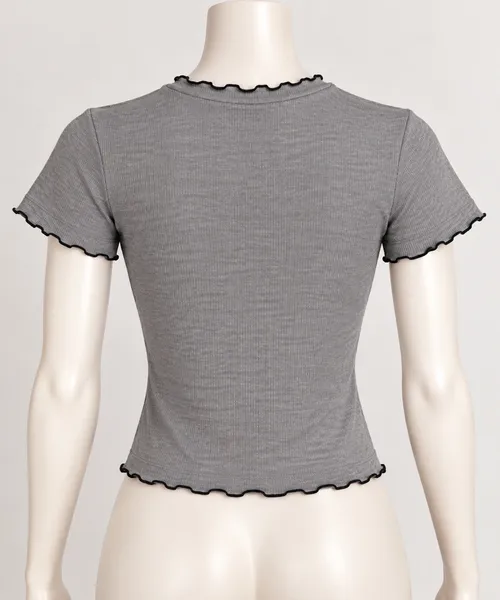 Blusa canelada cinza gola alta