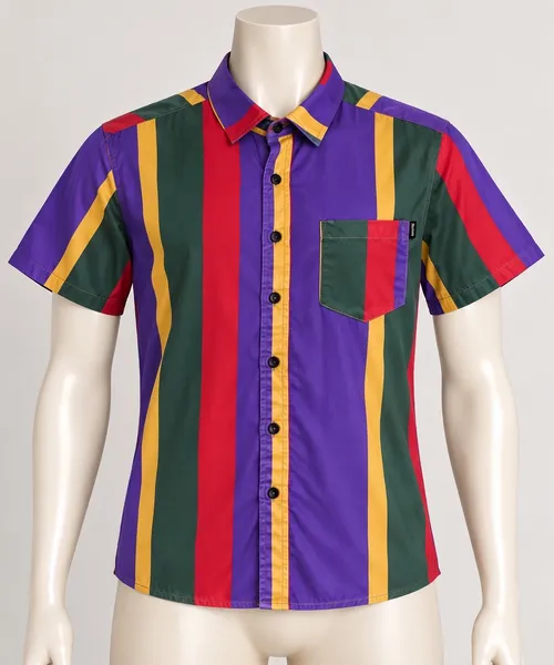 Blusa Baw clothing Listrada Colorida com Botões Pretos