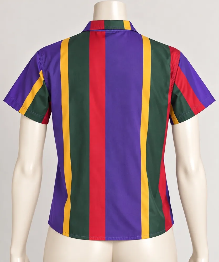 Blusa Baw clothing Listrada Colorida com Botões Pretos