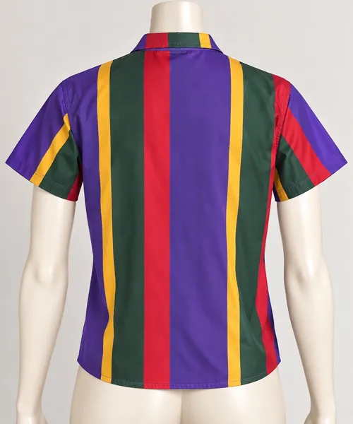 Blusa Baw clothing Listrada Colorida com Botões Pretos