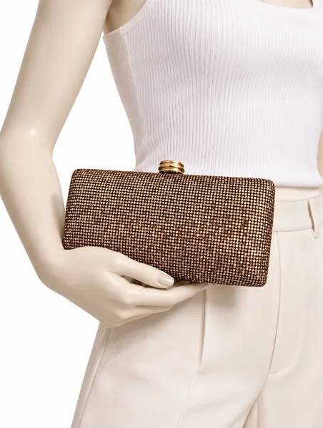 Bolsa clutch vintage metalizada bronze/dourada
