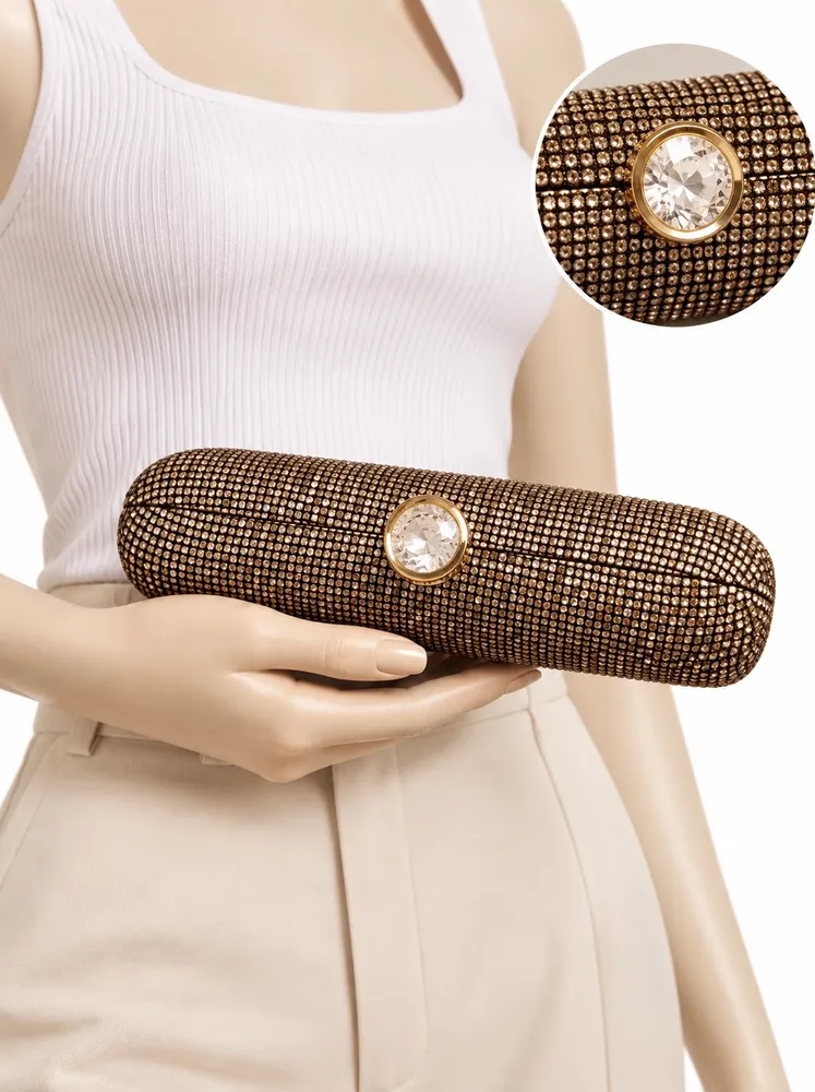 Bolsa clutch vintage metalizada bronze/dourada