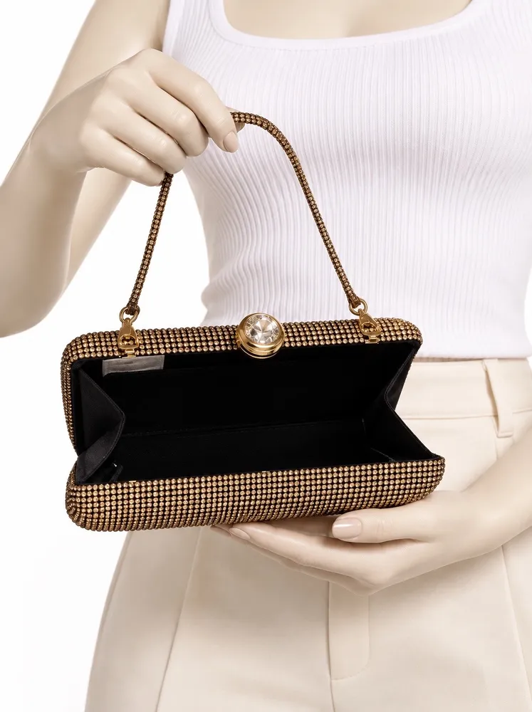 Bolsa clutch vintage metalizada bronze/dourada