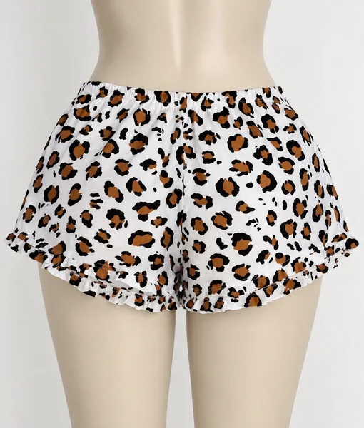 Short com estampa de onça animal print com babados