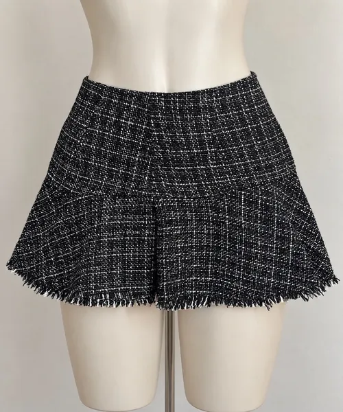 Saia tweed xadrez preta e branca