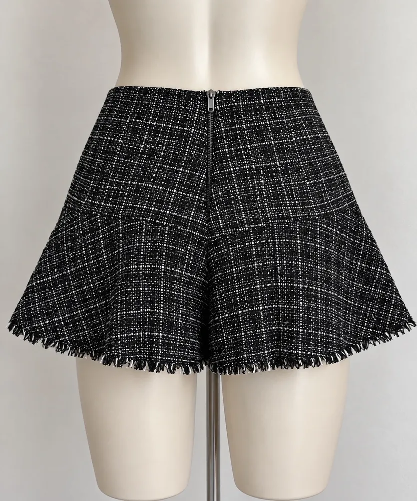 Saia tweed xadrez preta e branca