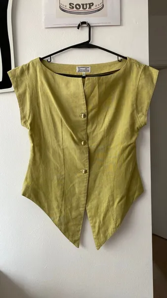 blusa vintage linho puro verde