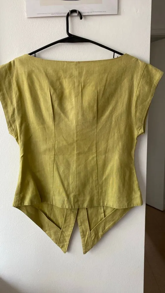 blusa vintage linho puro verde