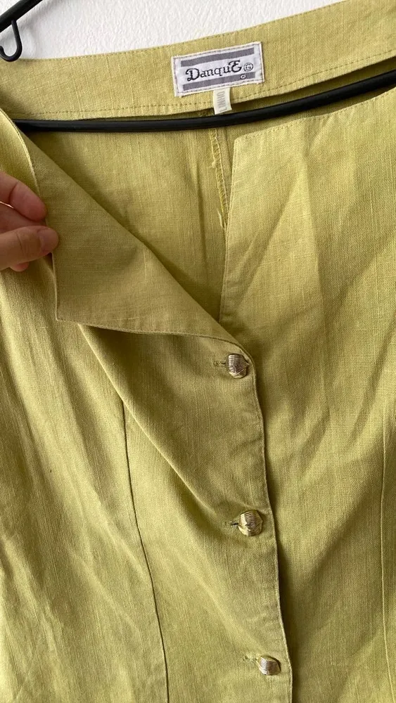 blusa vintage linho puro verde