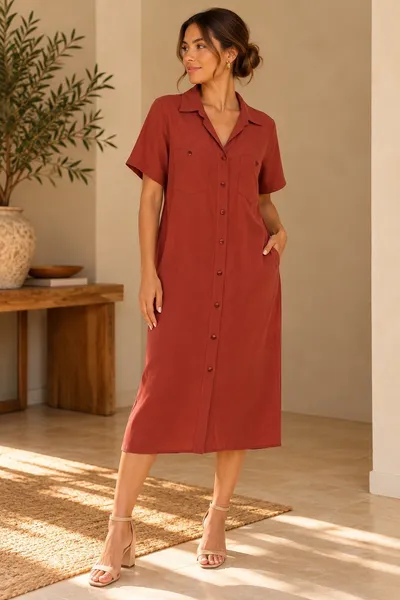 Vestido vintage terracota 44