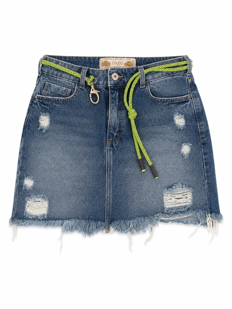 saia jeans da colcci com cinto