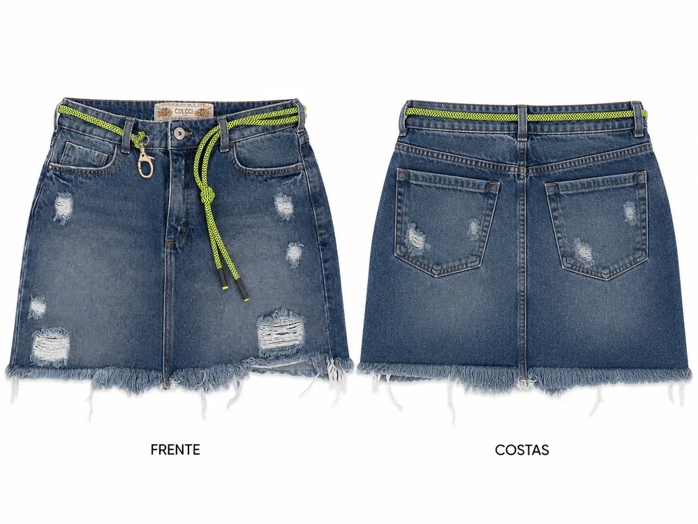 saia jeans da colcci com cinto
