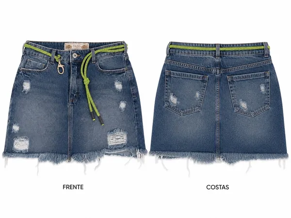 saia jeans da colcci com cinto