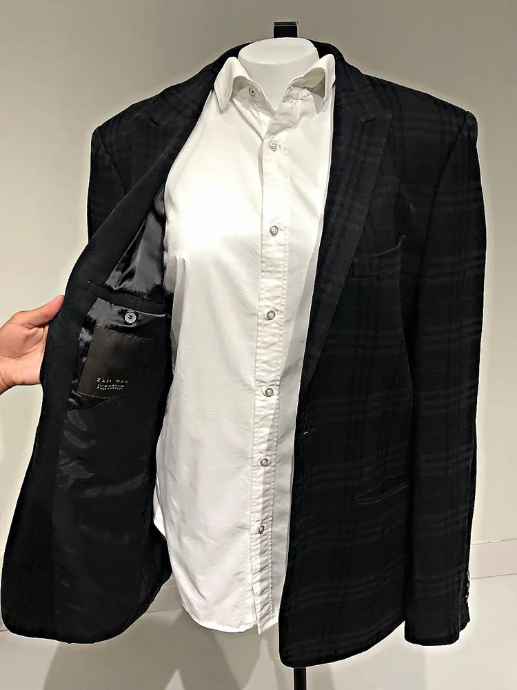 Blazer alfaiataria Zara Man  Xadrez atemporal com lã (Tam G)