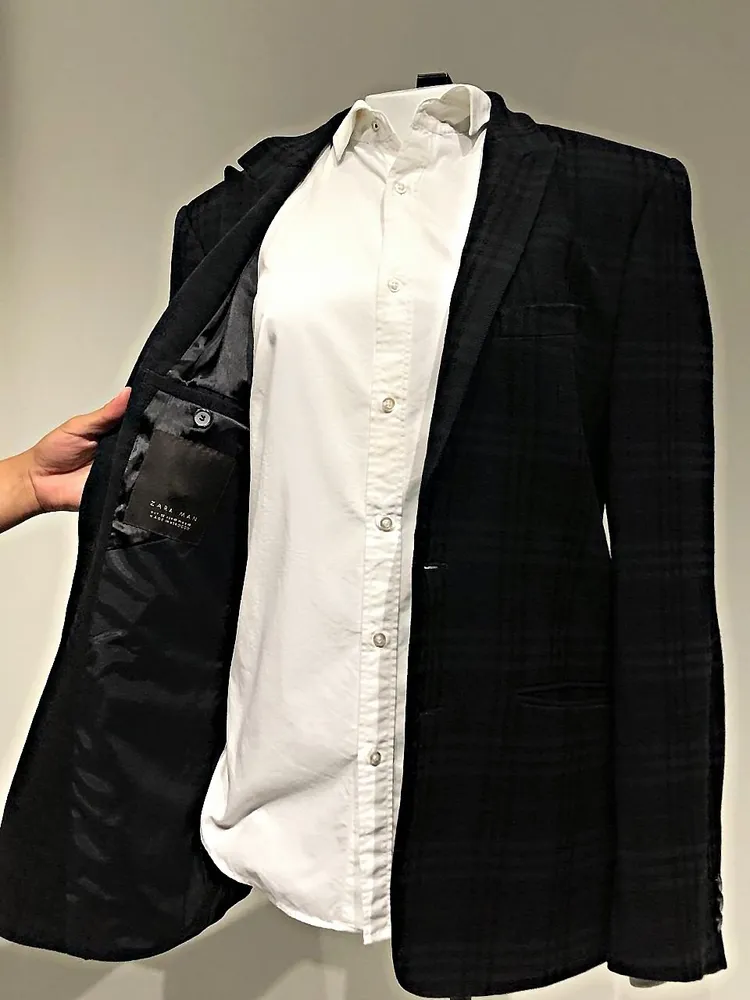 Blazer alfaiataria Zara Man  Xadrez atemporal com lã (Tam G)