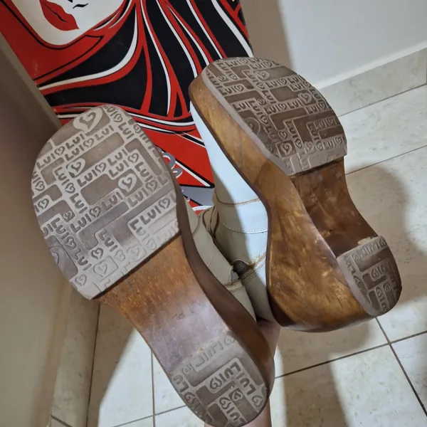 bota plataforma lui lui vintage anos 2000 - couro branco