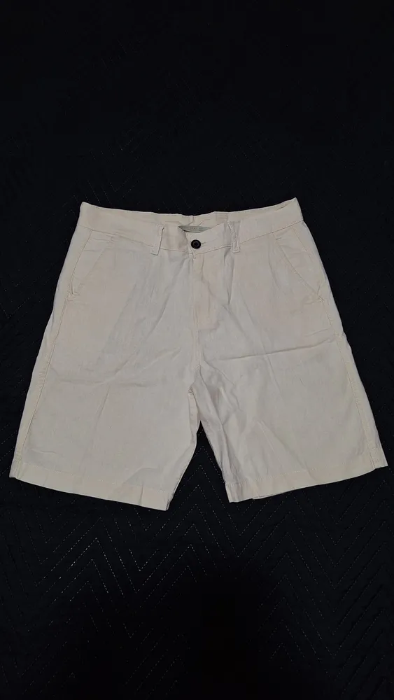 bermuda polo wear linho masculina off white 38