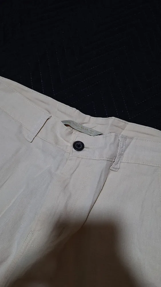 bermuda polo wear linho masculina off white 38