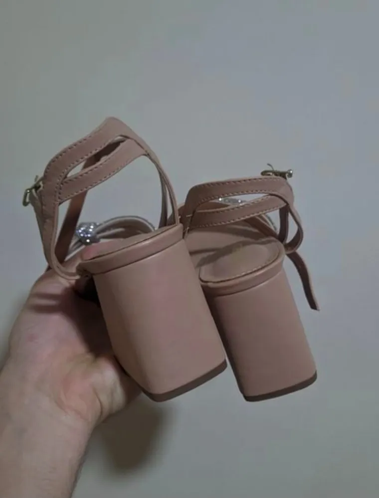 sandália jessica mello nude strass salto bloco