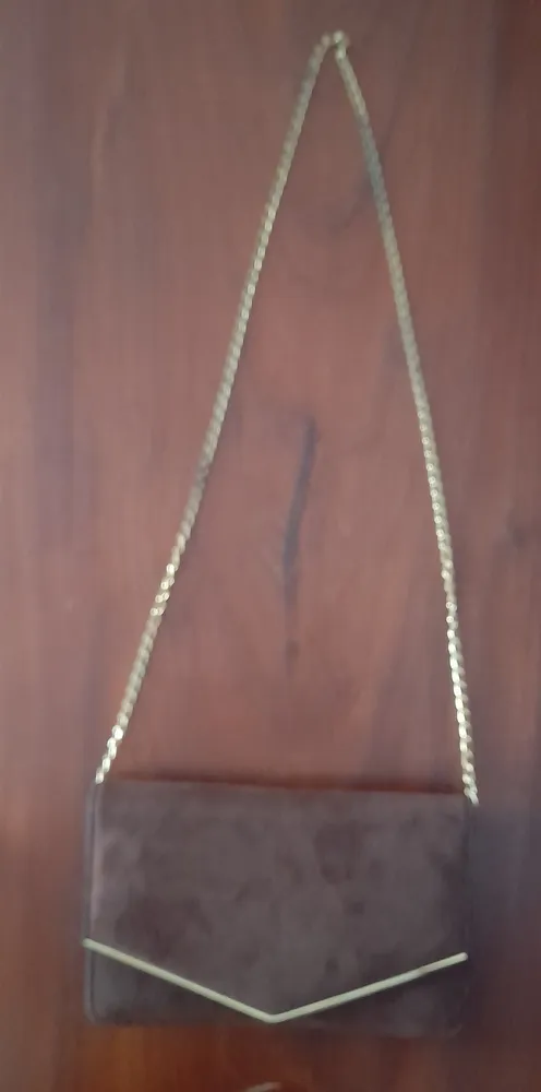 bolsa envelope camurça marrom vintage