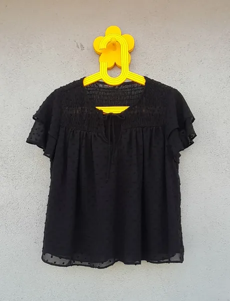 blusa zara swiss dot preta