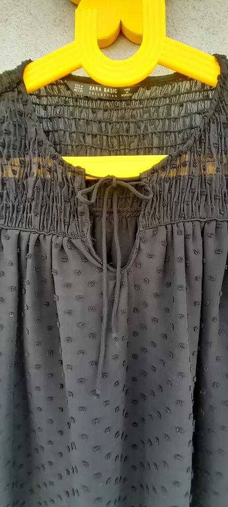 blusa zara swiss dot preta