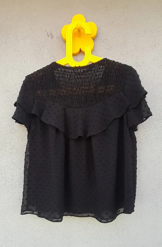 blusa zara swiss dot preta