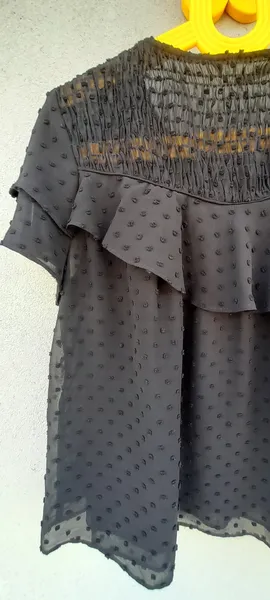 blusa zara swiss dot preta