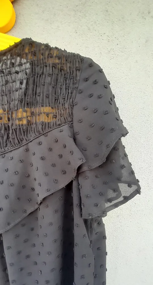blusa zara swiss dot preta