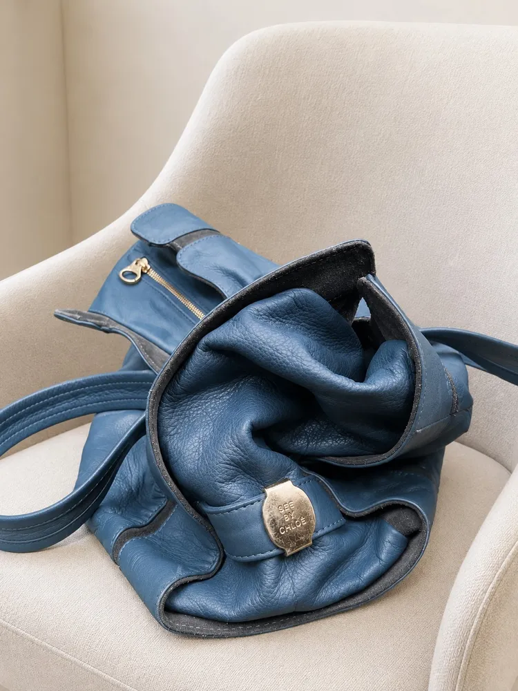 Bolsa original See By Chloé couro genuíno azul
