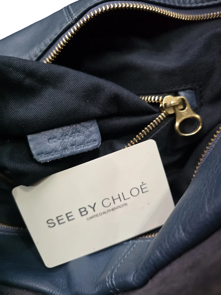 Bolsa original See By Chloé couro genuíno azul